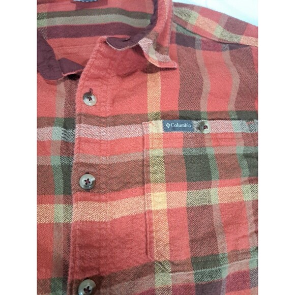 Columbia Mens Flannel Medium Red Outdoors Hiking Camping Button Up Collared - Picture 3 of 8